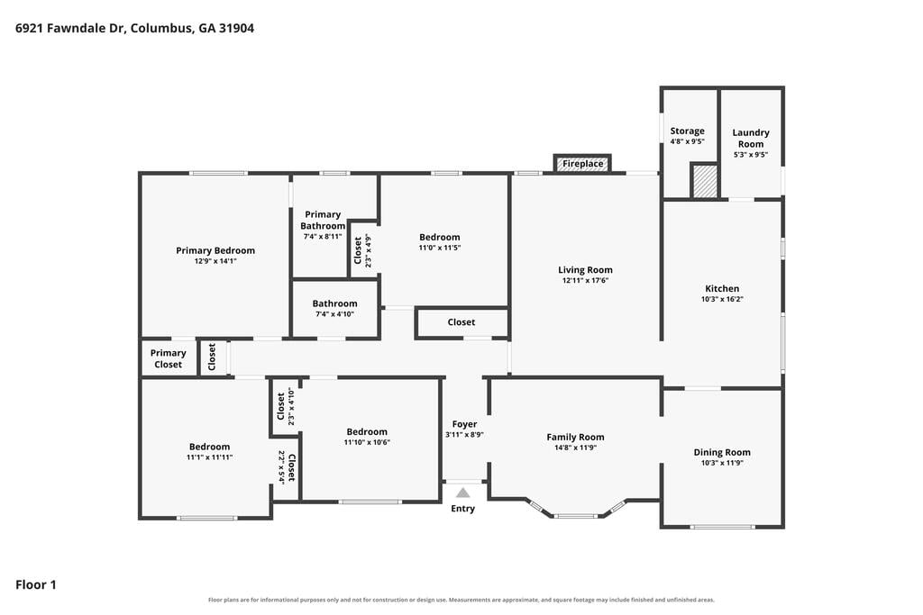 6921 Fawndale Dr, Columbus, GA 31904, Floor Plan