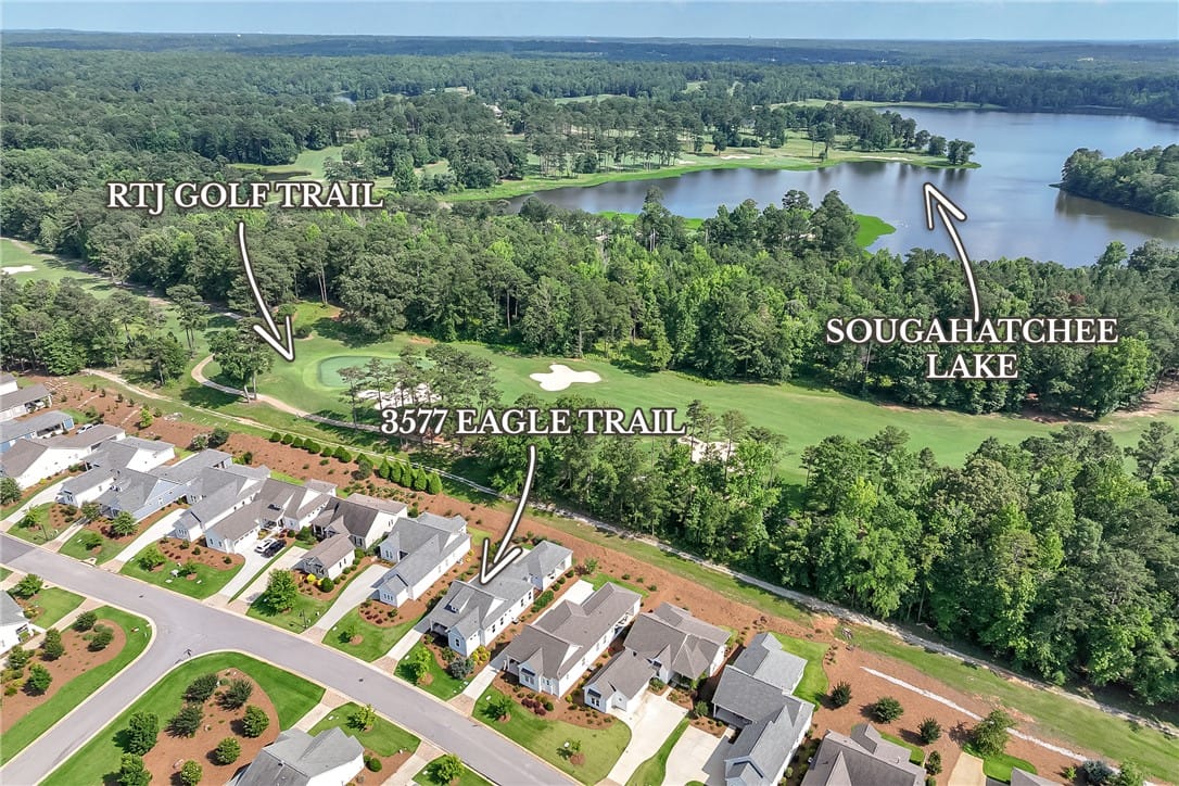 3577 Eagle Trl, Opelika, AL 36801, An aerial perspective reveals a serene golf course