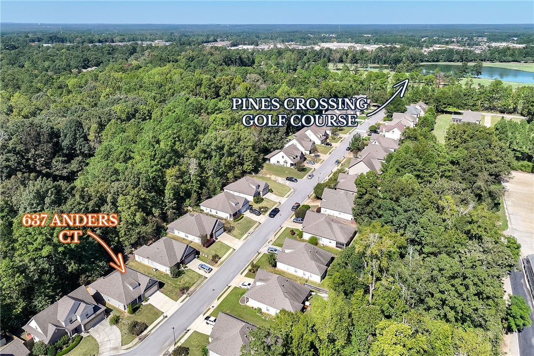 637 Anders Ct, Auburn, AL 36830, An aerial perspective showcases the tranquil neigh