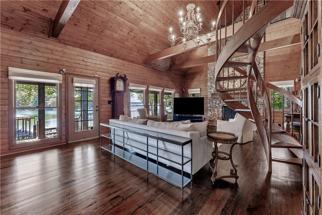 85 Briarwood Point, Dadeville, AL 36853, Rich wood plank ceilings and a spiral staircase an