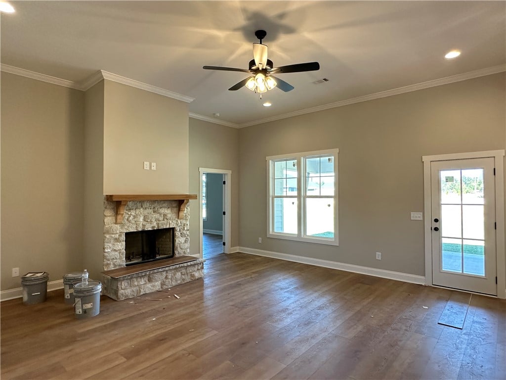 2947 Lee Rd 40, Salem, AL 36874, A stone fireplace anchors this living space accent