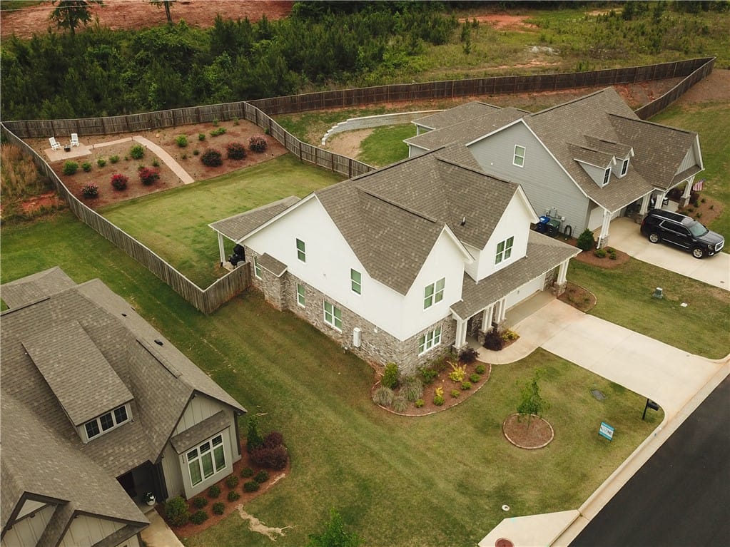 2433 Furlong Trl, Auburn, AL 36830, An aerial view captures the charming homes nestled