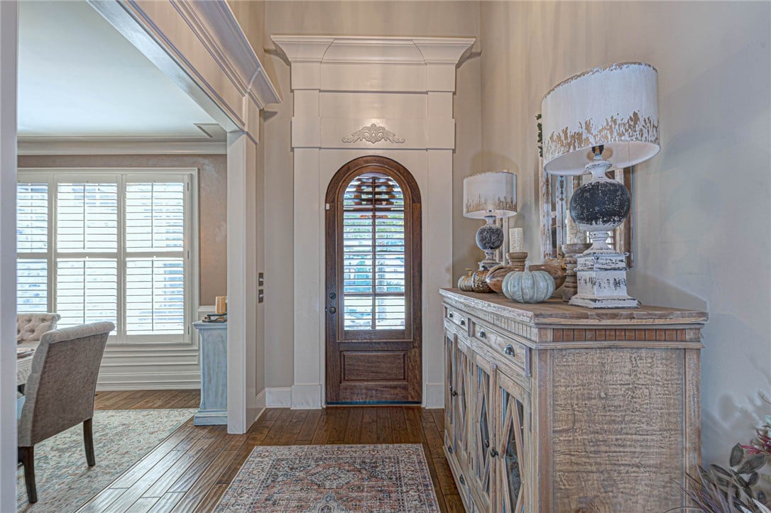 1570 Marley Ln, Auburn, AL 36830, An arched entry door under towering ceilings frame
