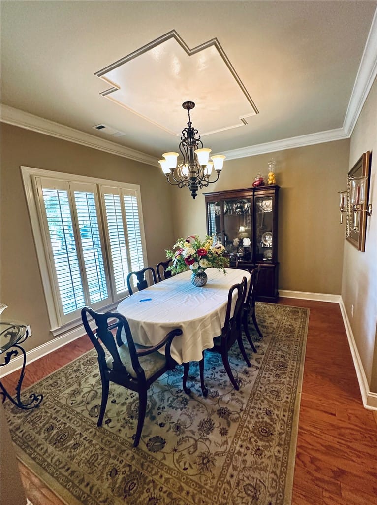 2281 Barkley Crest Ln, Auburn, AL 36830, Elegant dining space featuring a striking tray cei
