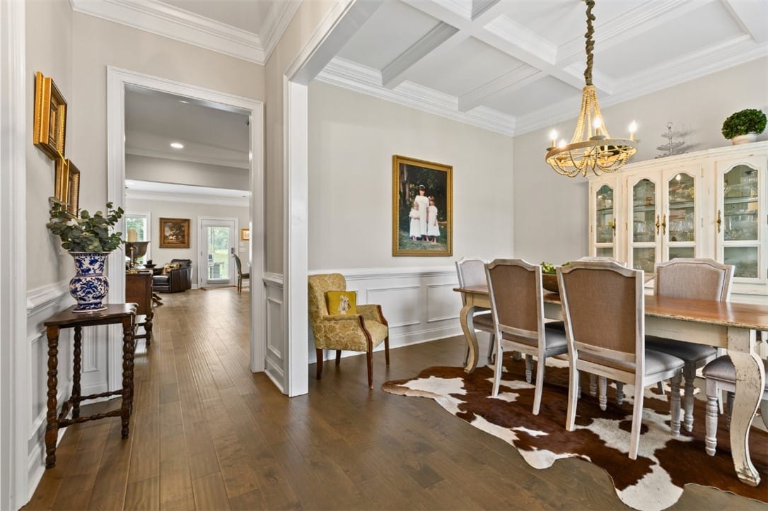 739 E Towne Lake Pkwy, Opelika, AL 36804, Hardwood floors and coffered ceilings define this