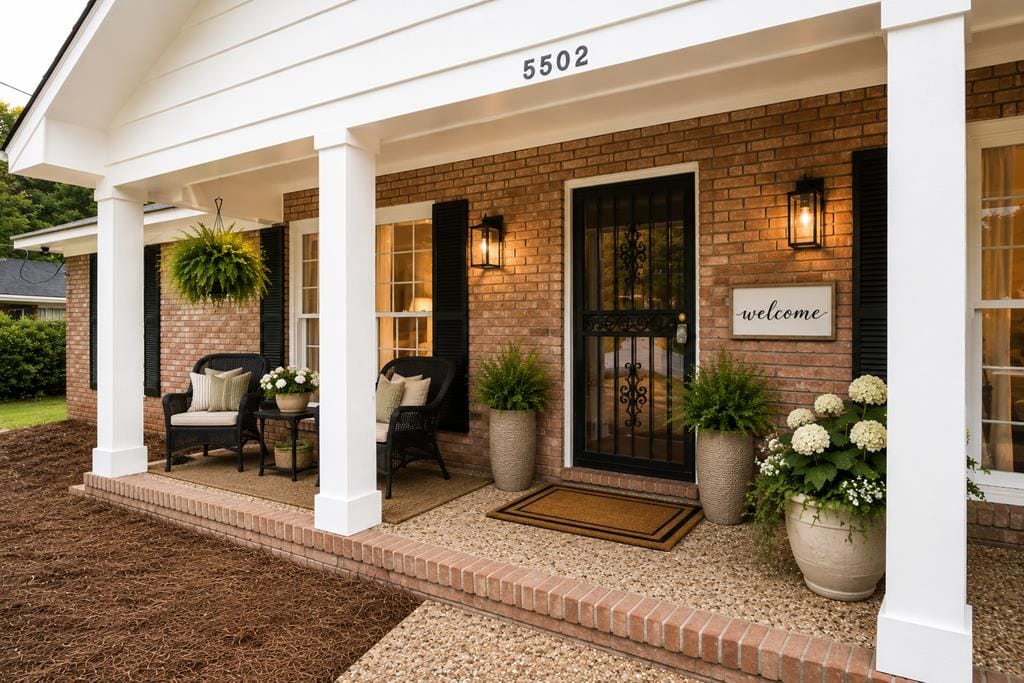 5502 Southlea Ln, Columbus, GA 31909, Digitally staged photo of front porch.