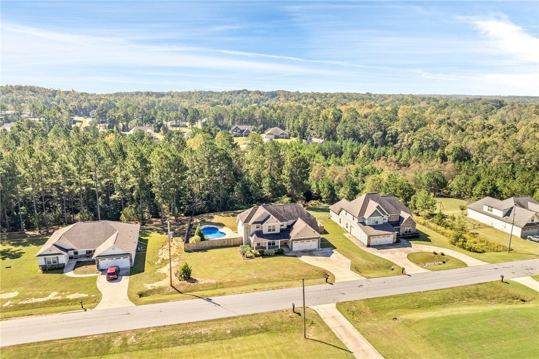 521 Lee Rd 2206, Salem, AL 36874, An aerial perspective showcases an established nei