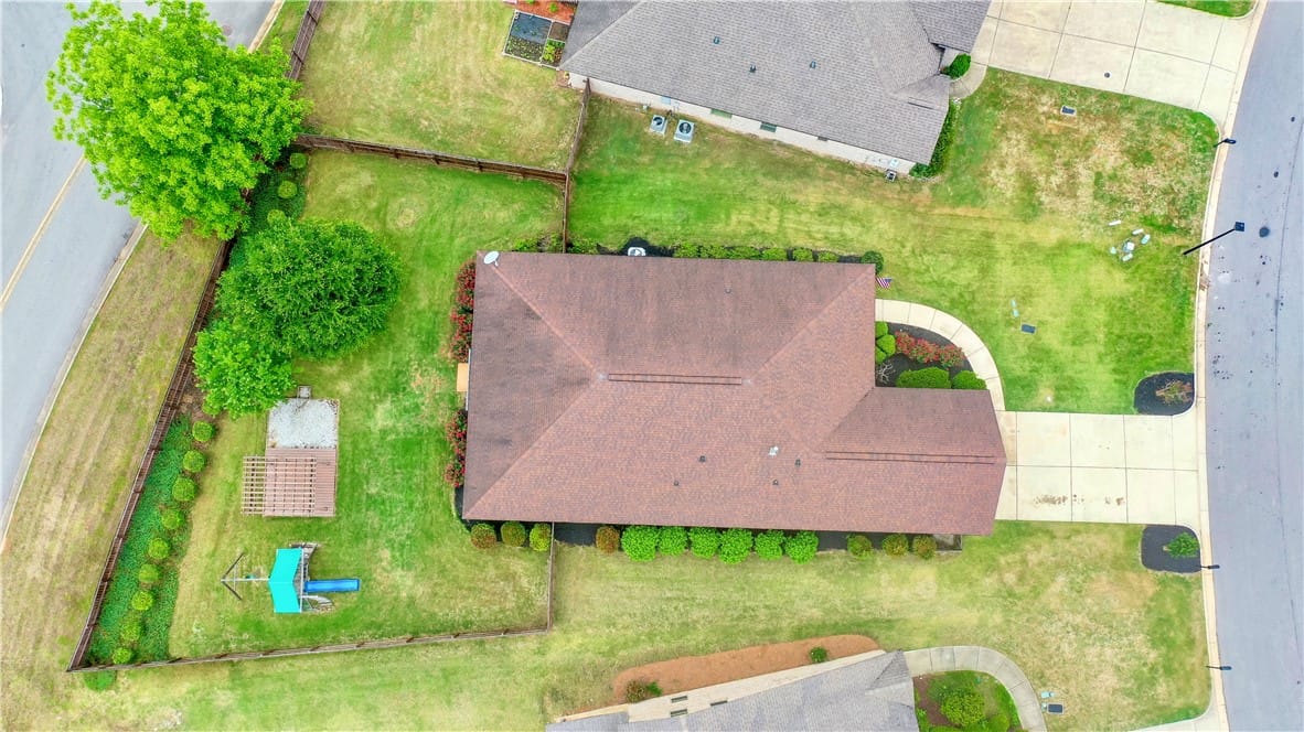 2718 Sophia Way, Auburn, AL 36830, An aerial perspective showcases a large backyard.