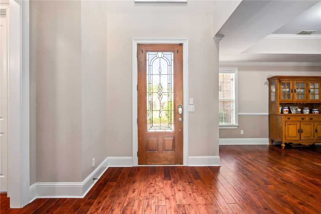 2226 Vincente Dr, Auburn, AL 36830, A rich wooden door with artistic glass accents inv