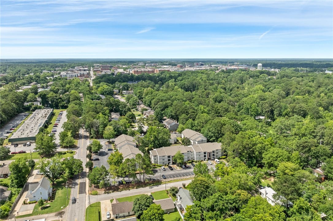 Auburn, AL 36830, An aerial perspective reveals a verdant suburban l