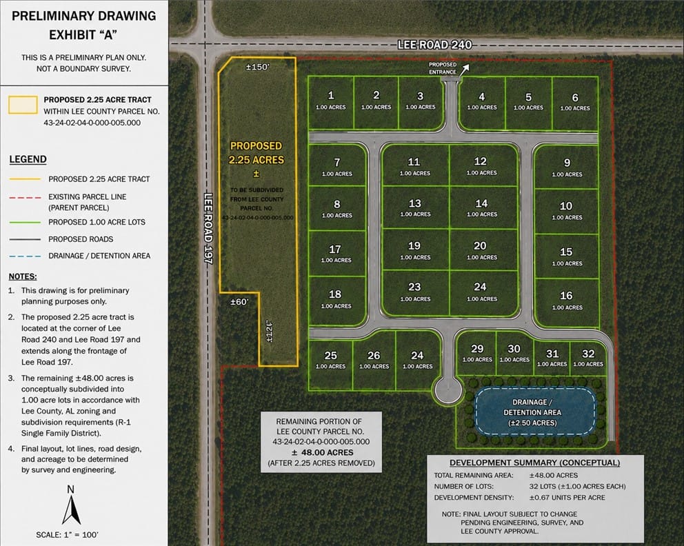 0 Lee County Rd 240, Salem, AL 36874, Visualize potential layouts and land divisions wit